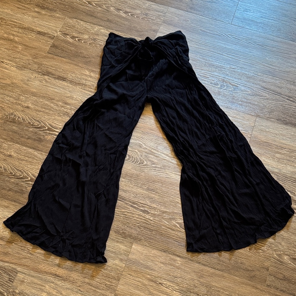 Black Open-Leg Coverup Pants